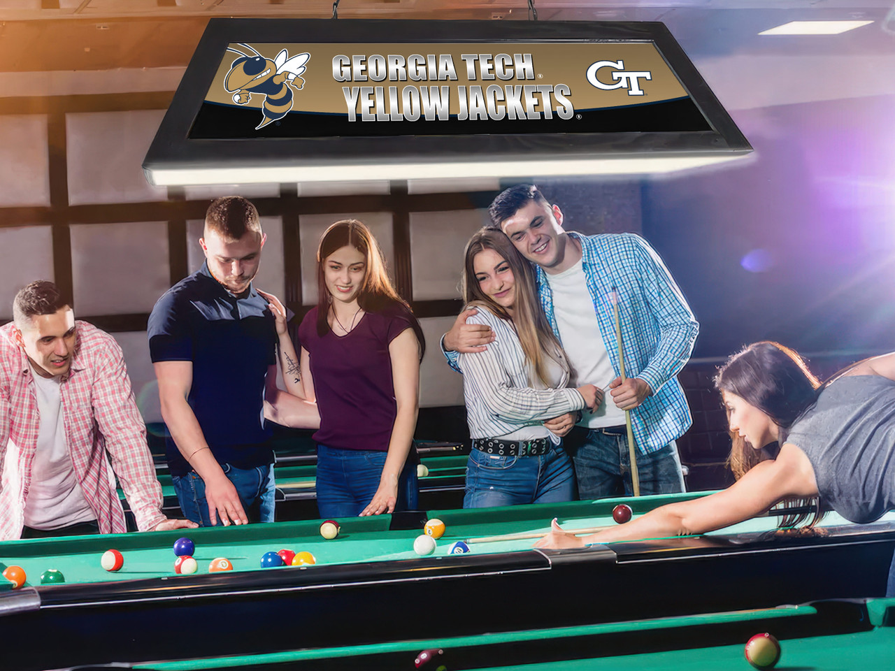 Georgia Yellow Jackets 42” Spirit Billiard Lamp – Black Frame