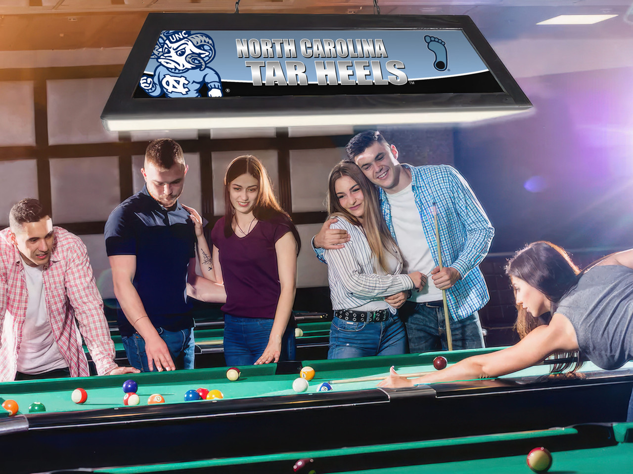 North Carolina Tar Heels 42” Spirit Billiard Lamp – Black Frame