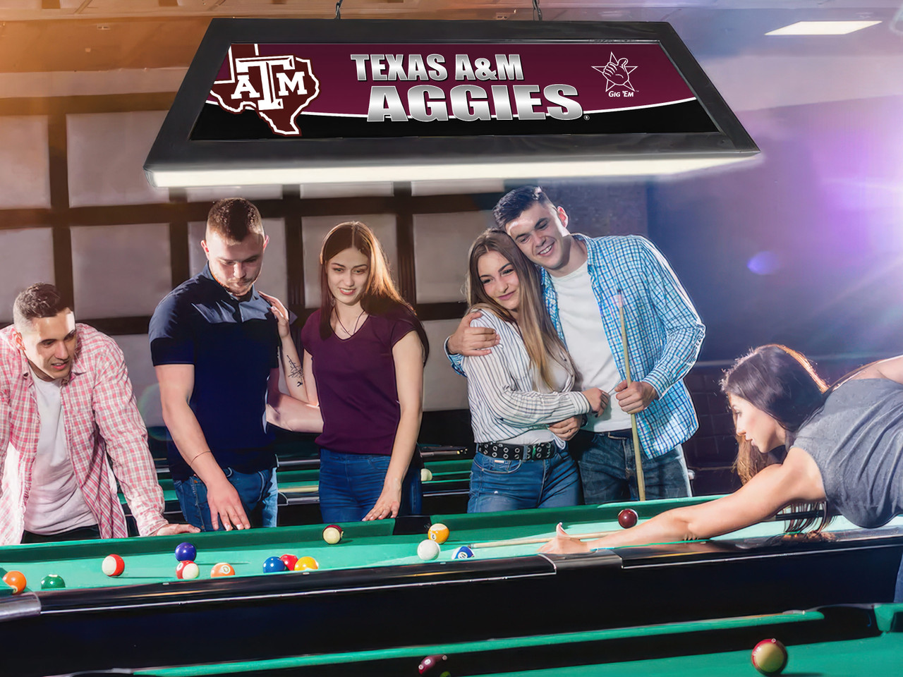 Texas A&M Aggies 42” Spirit Billiard Lamp – Black Frame