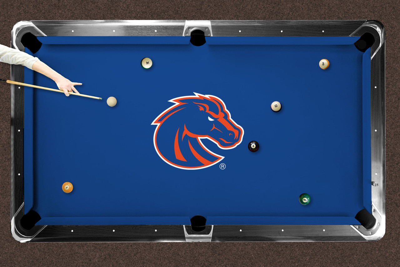 Boise State Broncos 9' Recreational Billiard Table Felt - Mascot on Blue
