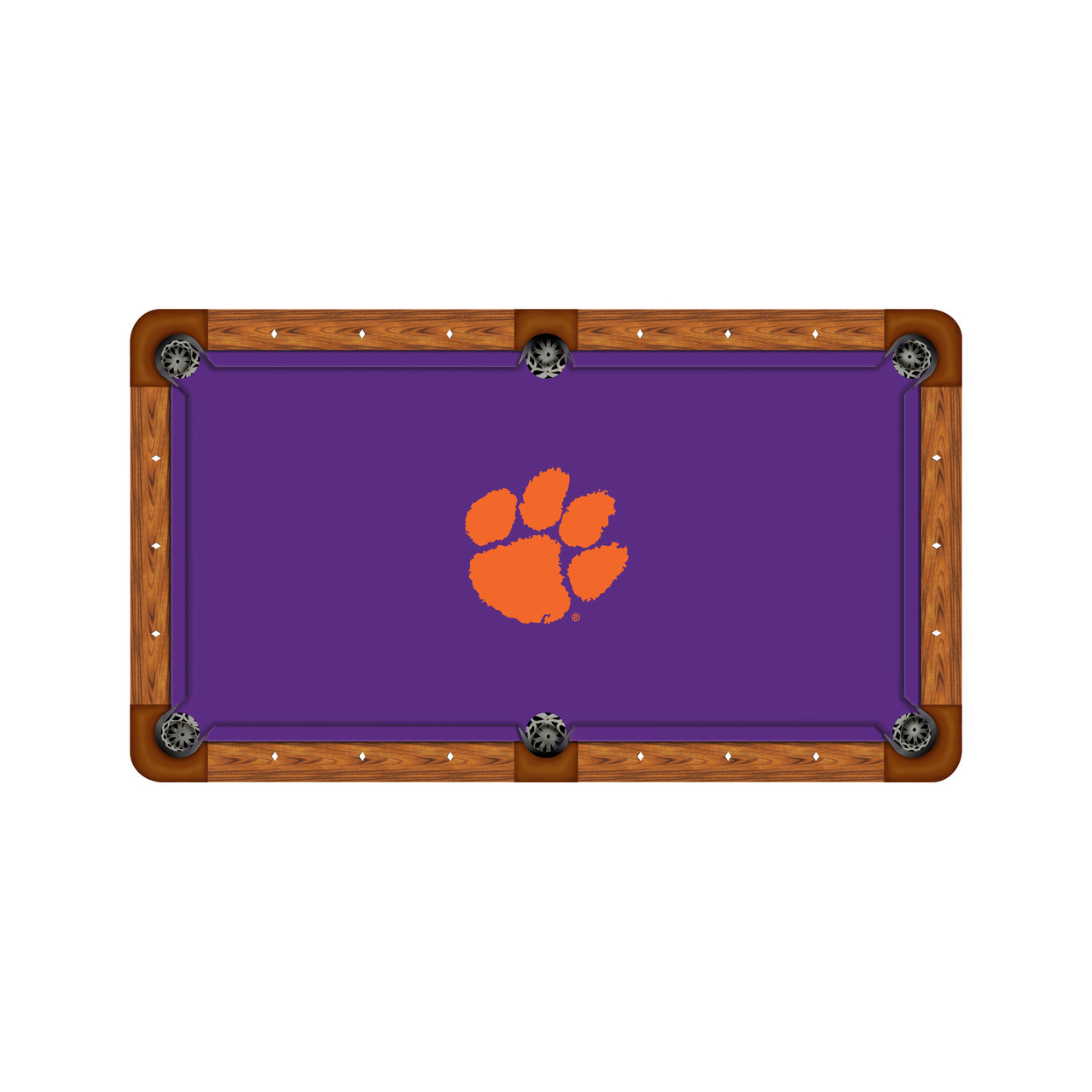 Clemson Tigers 7'/8' Recreational Billiard Table Felt - Orange Paw on Purple