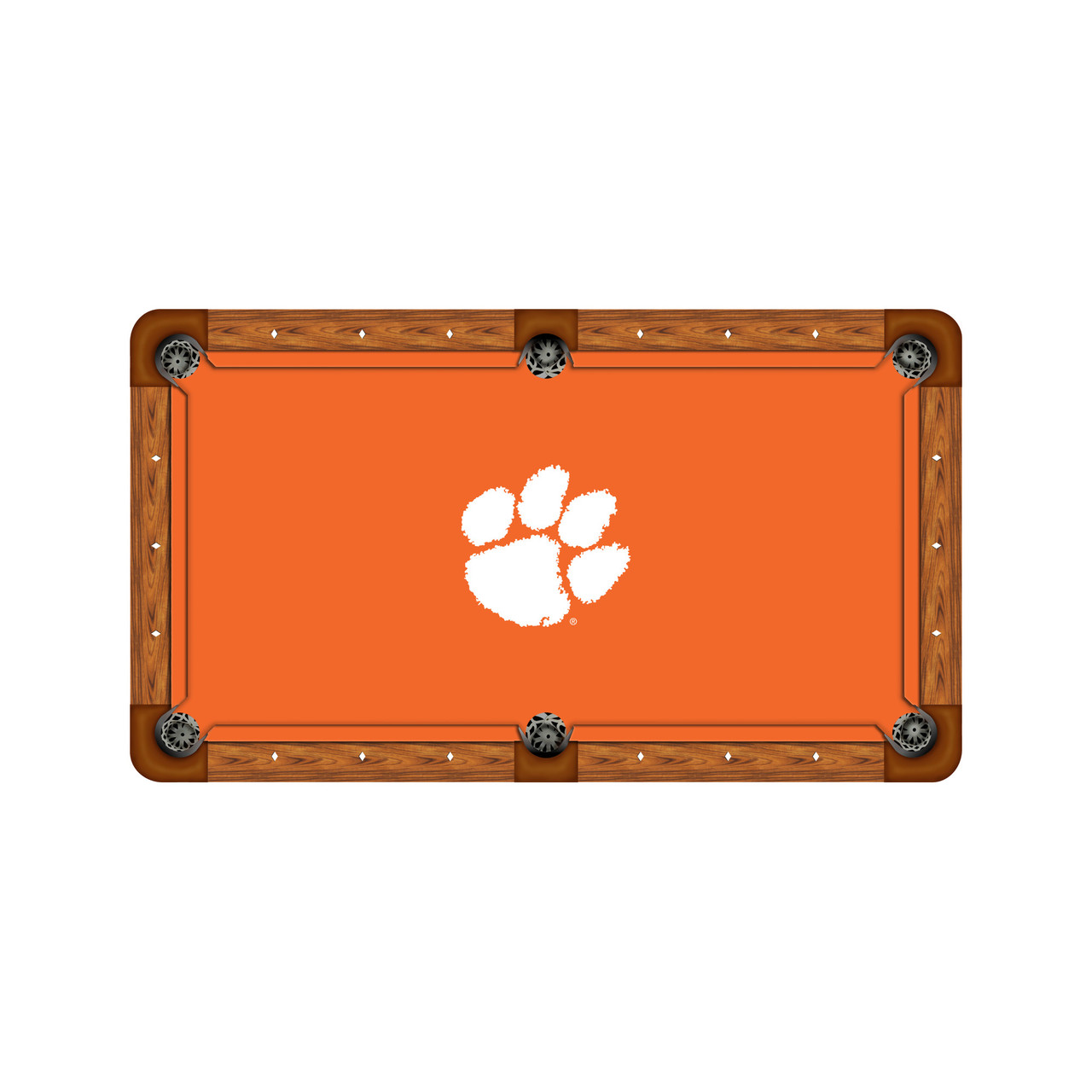 Clemson Tigers 9' Recreational Billiard Table Felt - White Paw on Orange
