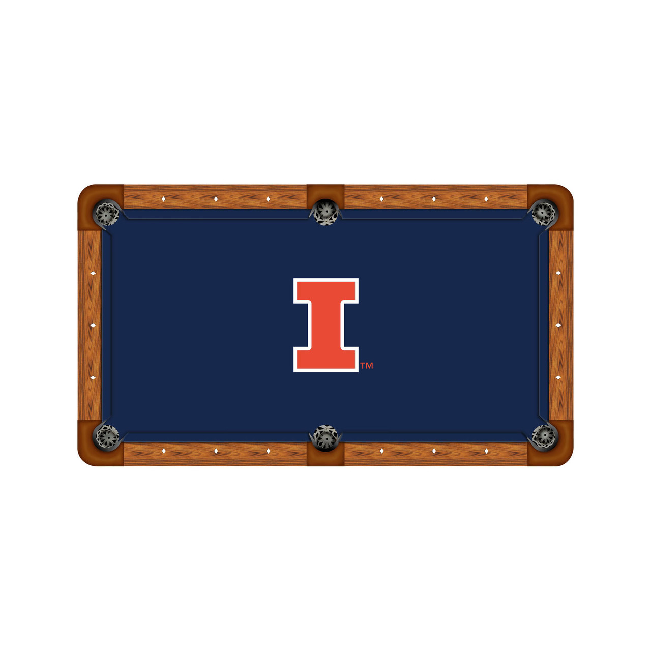 Illinois Fighting Illini 7'/8' Recreational Billiard Table Felt - I Logo on Navy