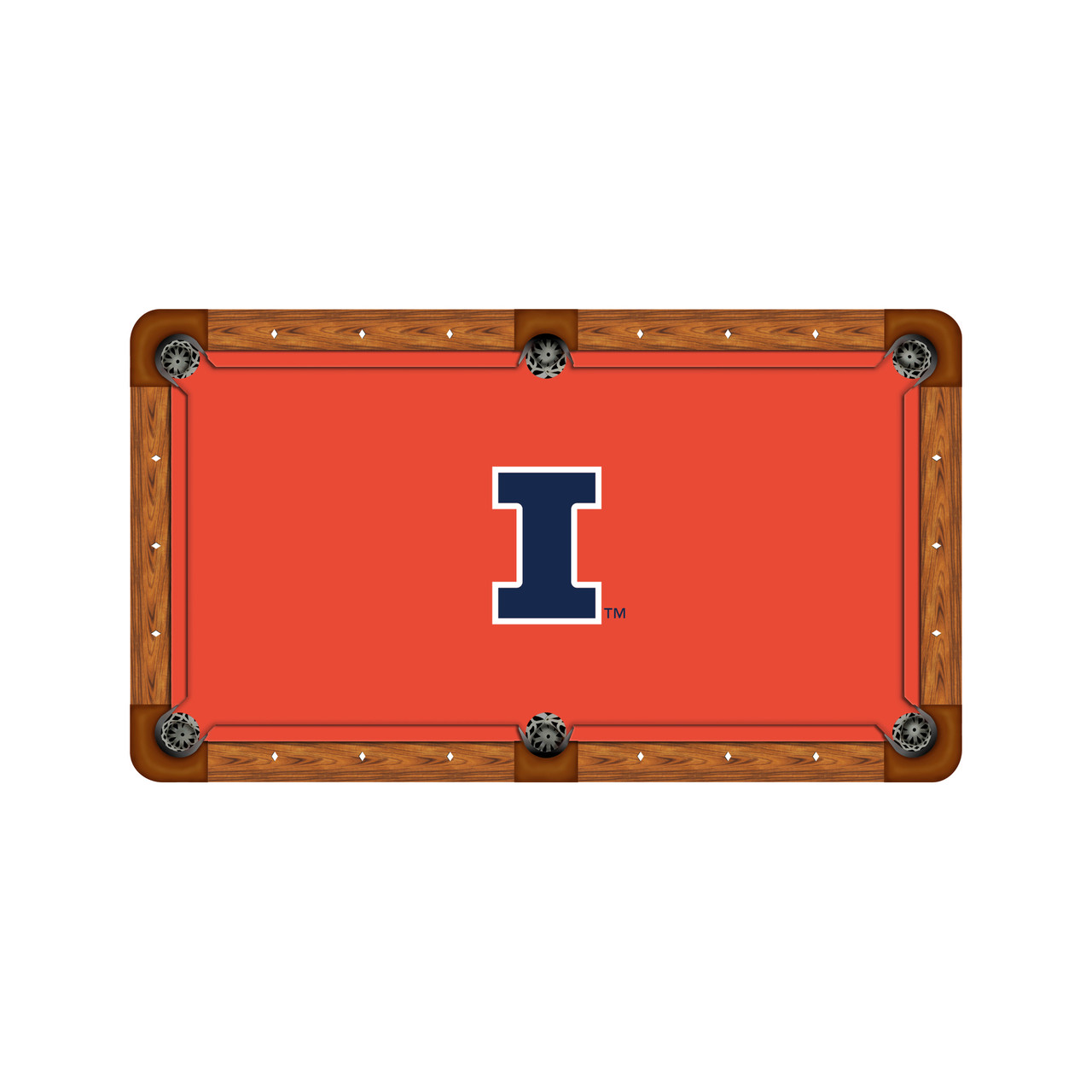 Illinois Fighting Illini 9' Recreational Billiard Table Felt - I Logo on Orange