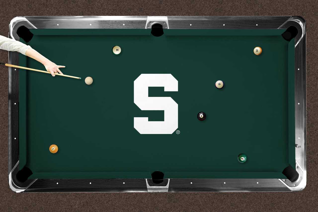 Michigan State Spartans 7'/8' Recreational Billiard Table Felt - Block S