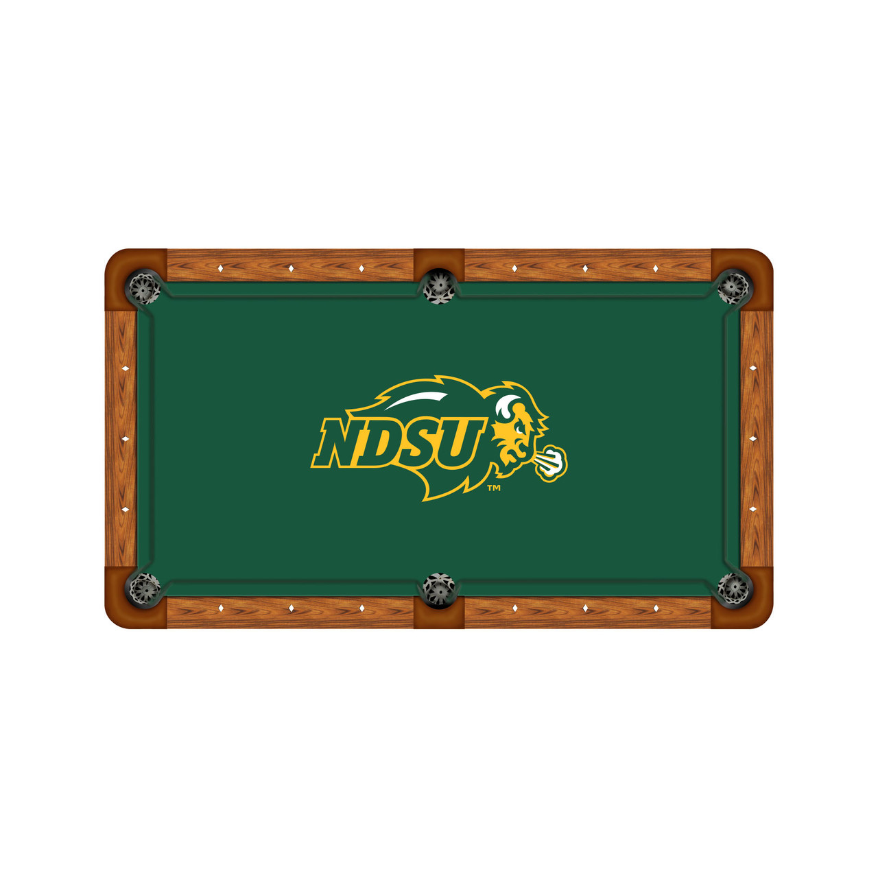 North Dakota State Bison 7'/8' Recreational Billiard Table Felt - Logo on Green