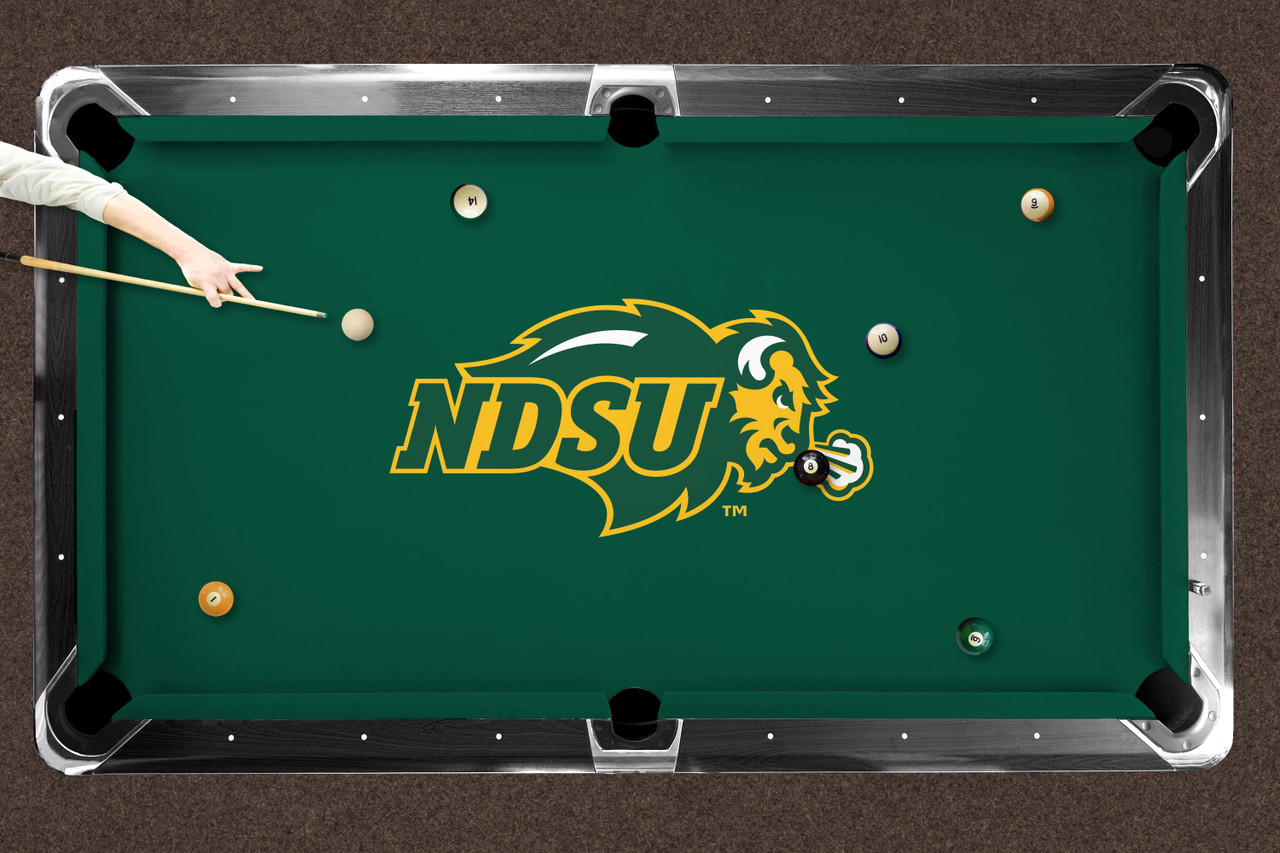 North Dakota State Bison 9' Recreational Billiard Table Felt - Logo on Green