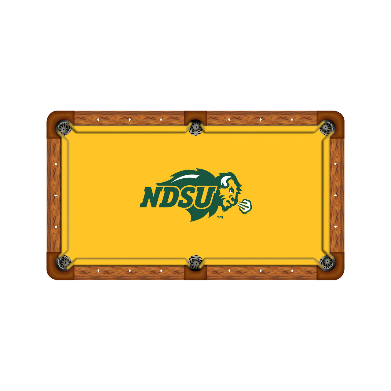 North Dakota State Bison 9' Recreational Billiard Table Felt - Logo on Yellow