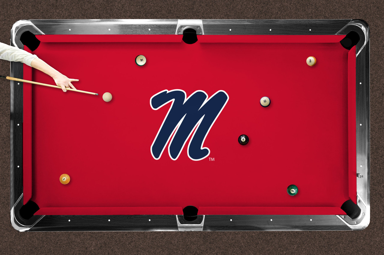 Ole Miss Rebels 7'/8' Recreational Billiard Table Felt - Script M Logo