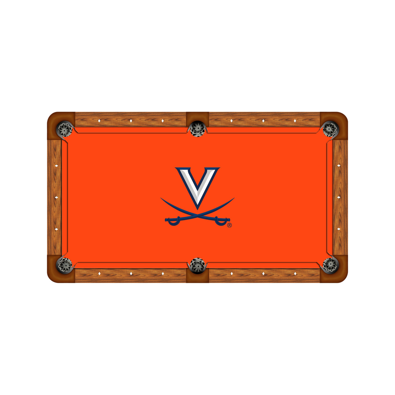 Virginia Cavaliers 7'/8' Recreational Billiard Table Felt - Logo on Orange