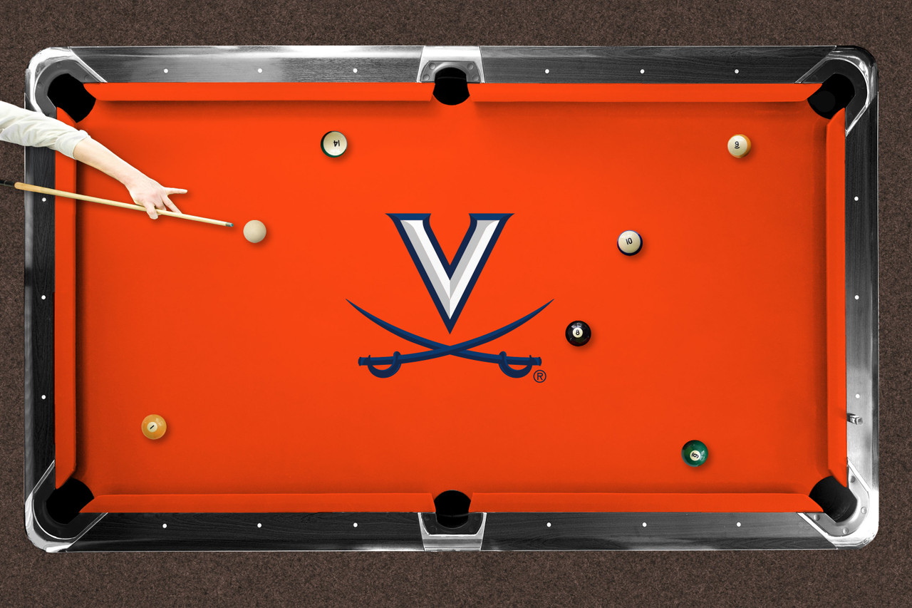Virginia Cavaliers 7'/8' Recreational Billiard Table Felt - Logo on Orange