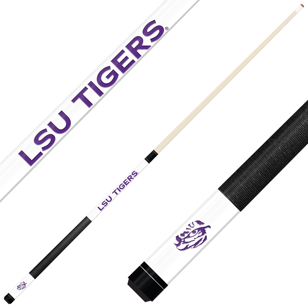 LSU Tigers Custom Engraved White Billiard Cue - Purple