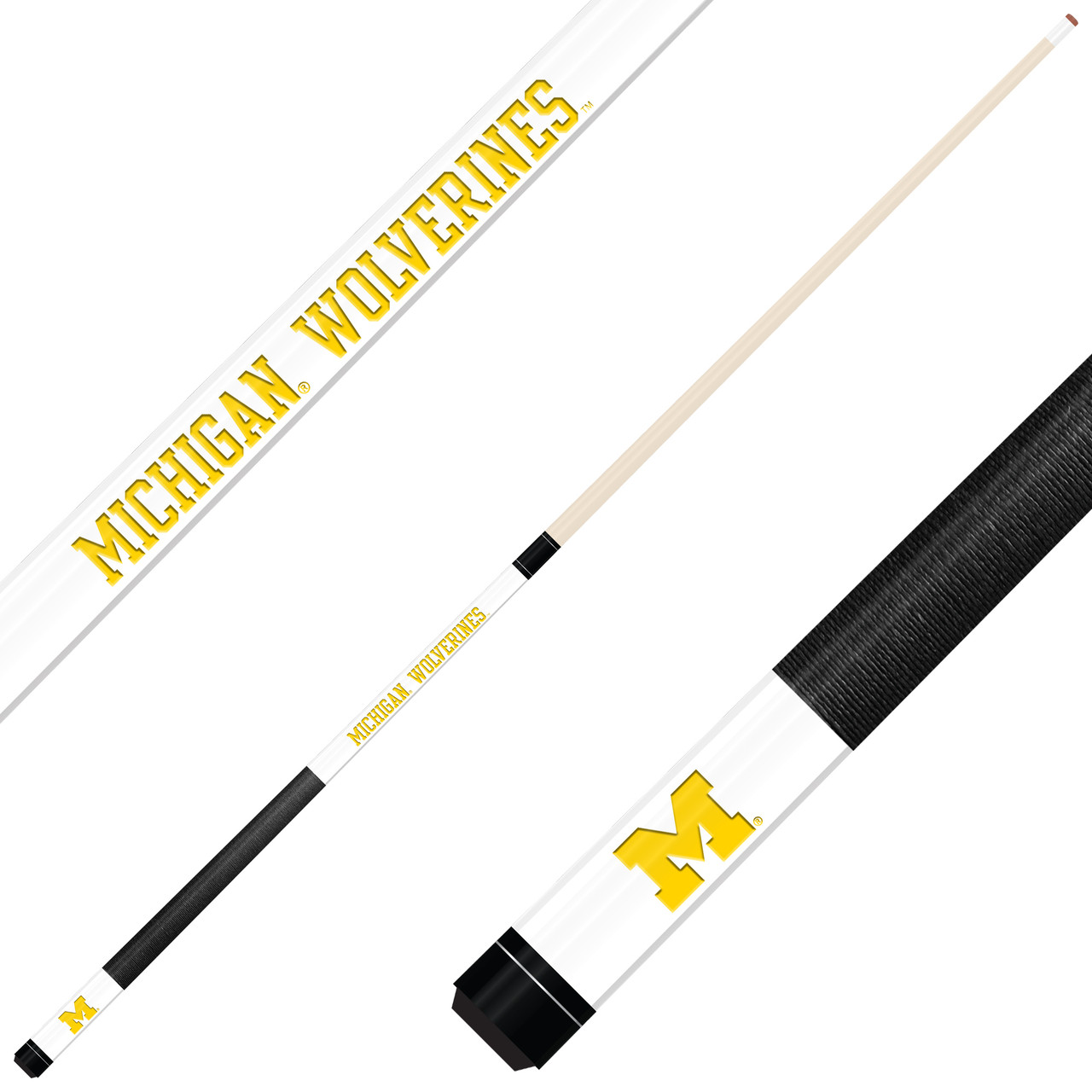 Michigan Wolverines Custom Engraved White Billiard Cue - Maize