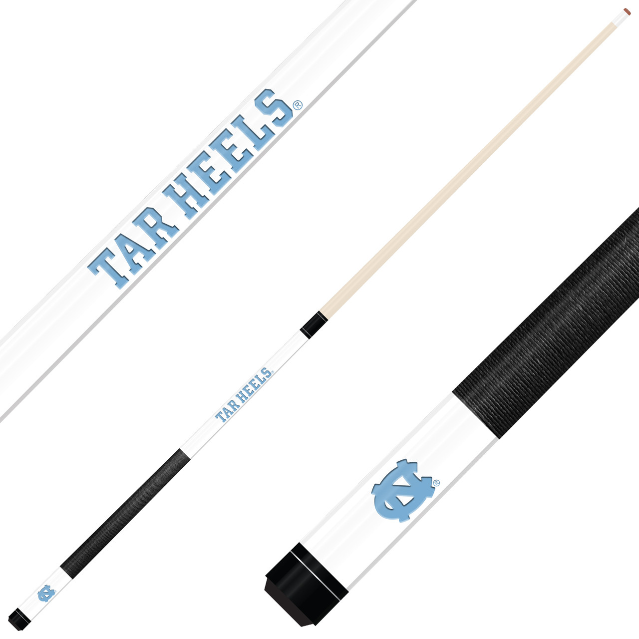 North Carolina Tar Heels Custom Engraved White Billiard Cue - Sky Blue