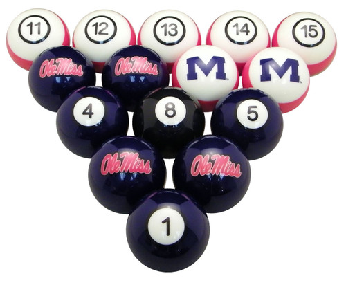 Ole Miss Rebels Numbered Billiard Ball Set