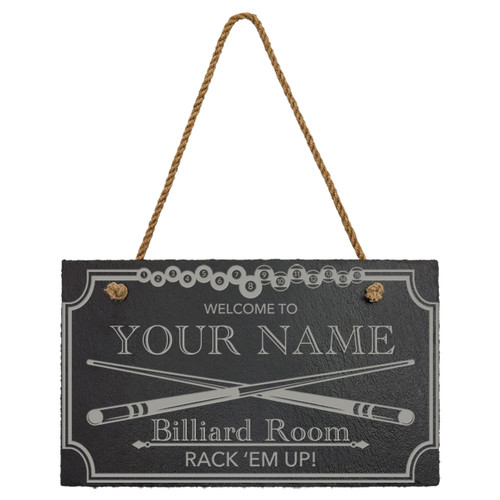 Billiard Room Custom Personalized Slate Sign Plaque 11.75" x 7"