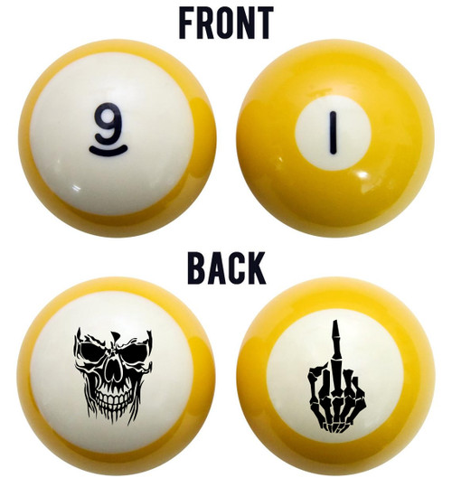 Skull & Middle Finger Billiard Ball Set