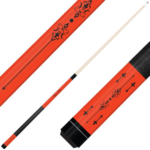 Forged Etched Series ET03 Custom Engraved Orange Pool Cue – Black