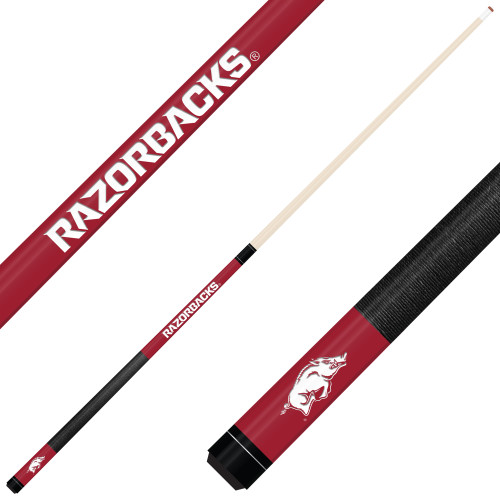 Arkansas Razorbacks Custom Engraved Crimson Billiard Cue - White