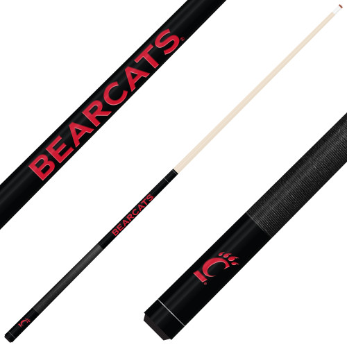 Cincinnati Bearcats Custom Engraved Black Billiard Cue - Red