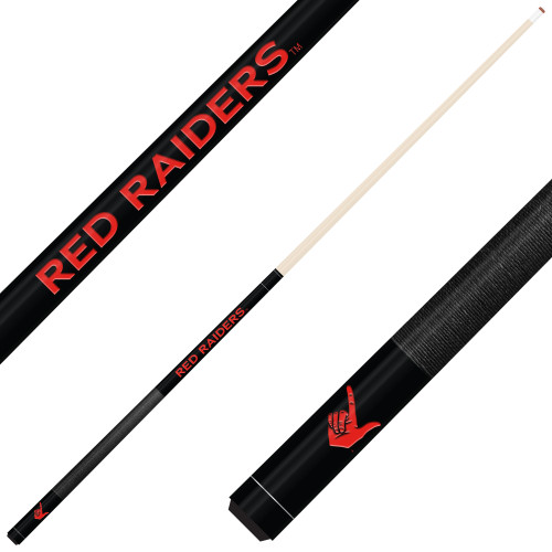 Texas Tech Red Raiders Custom Engraved Black Billiard Cue - Red