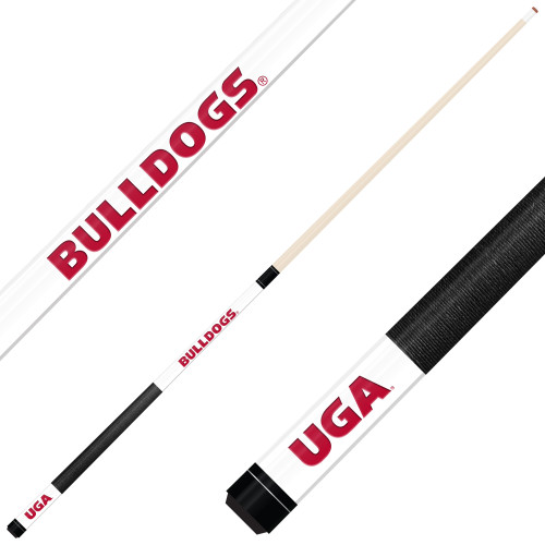 Georgia Bulldogs Custom Engraved White Billiard Cue - Red