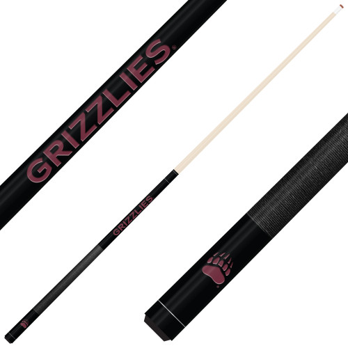 Montana Grizzlies Custom Engraved Black Billiard Cue - Maroon