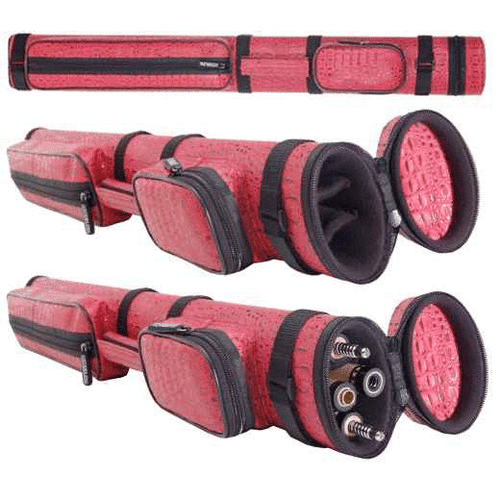 Red Deluxe Hard Pool Cue Case for 2 Cues