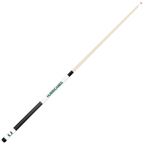 Miami Hurricanes Custom Engraved White Billiard Cue - Green