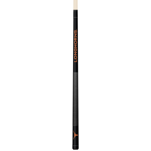Texas Longhorns Custom Engraved Black Billiard Cue - Orange
