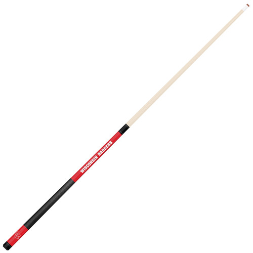 Wisconsin Badgers Custom Engraved Red Billiard Cue - White