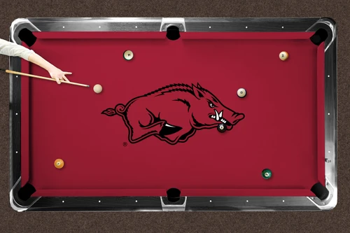 Arkansas Razorbacks 9' Recreational Billiard Table Felt - Razorback Logo