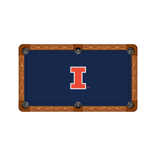 Illinois Fighting Illini 9' Recreational Billiard Table Felt - I Logo on Navy