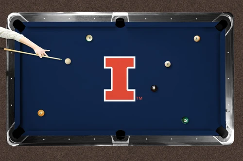 Illinois Fighting Illini 9' Recreational Billiard Table Felt - I Logo on Navy