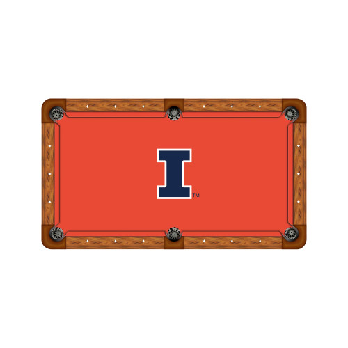 Illinois Fighting Illini 9' Recreational Billiard Table Felt - I Logo on Orange