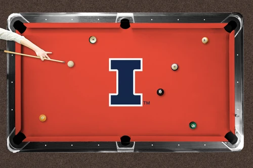 Illinois Fighting Illini 9' Recreational Billiard Table Felt - I Logo on Orange