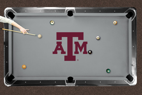 Texas A&M Aggies 9' Recreational Billiard Table Felt - Logo on Gray