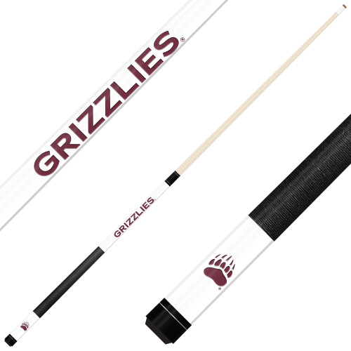 Montana Grizzlies Custom Engraved White Billiard Cue - Maroon