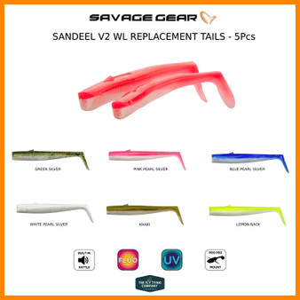 Savage Gear Sandeel V2 Weedless Replacement Tails - 5pcs | 9.5cm or 11cm | 7g or