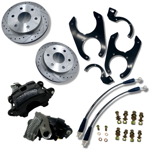 1988-1998 chevy 1500 obs rear end disc brake conversion kit with black calipers 6 lug rotors