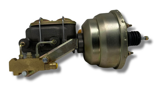 Universal 8" Dual Power Brake Booster 1-1/8" Master Cylinder PV4 Disc/Disc Valve