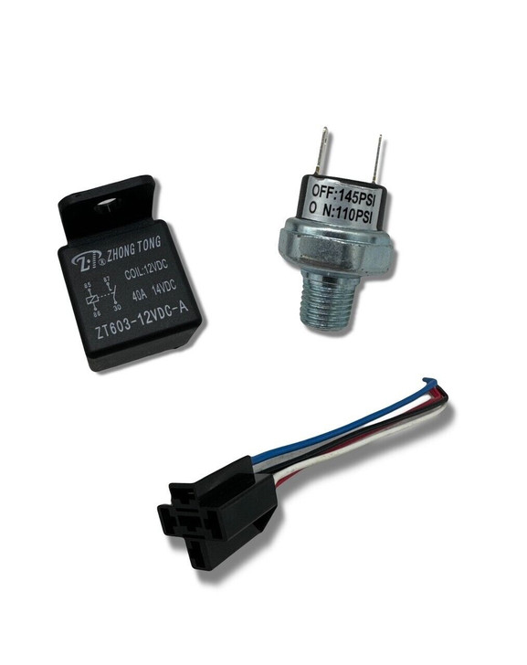 Air Compressor Tank Pressure Switch 110 Psi On / 145 Psi Off W/ 40 AMP Relay 1/4