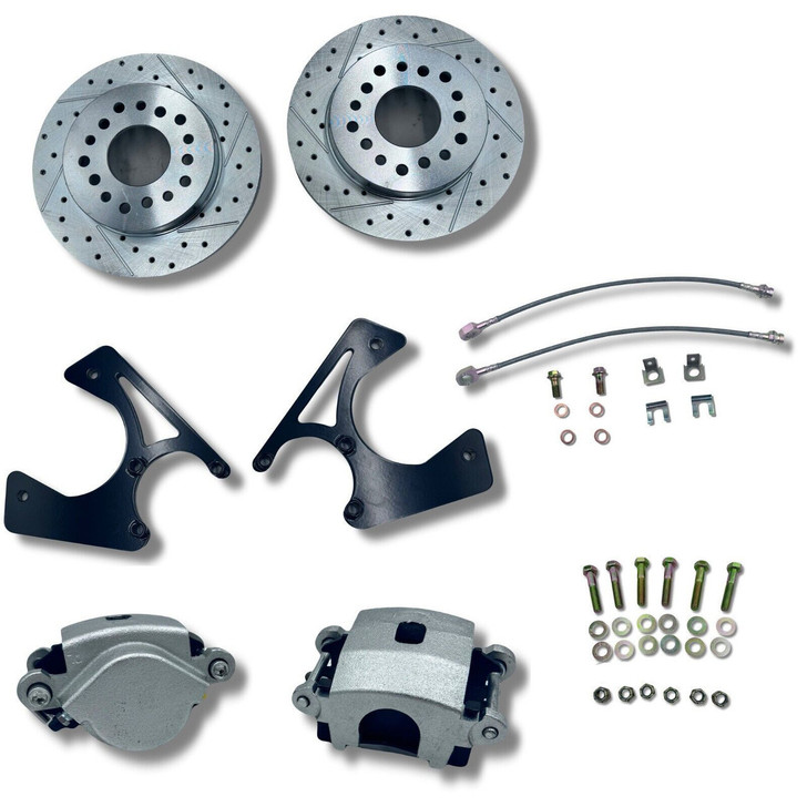 1964-73 Pontiac GTO GM 10 & 12 Bolt Bolt-On Rear Disc Brake Conversion Kit, Caliper/E-Brake Options