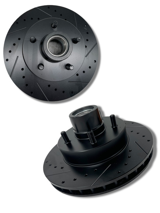 63-87 Chevy C10 Front Rotors 5x5 Drilled and Slotted BLACK (PAIR)