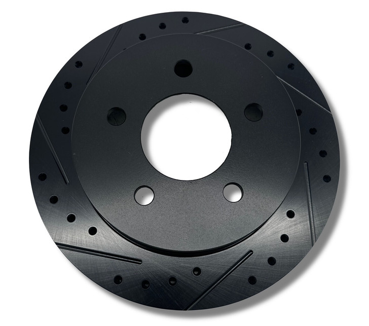 63-87 Chevy C10 Front & Rear Rotors 5x5 Drilled and Slotted BLACK (PAIR)