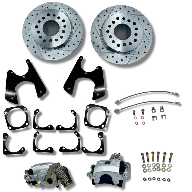 1968-1981 Chevrolet Camaro Rear Disc Brake Kit (Staggered Rear Shocks, Silver E-brake Calipers)