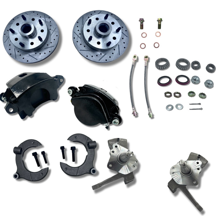 Mustang II Mustang 2 Front Disc Brake Kit w/ Drop Spindles 5x5.5 5x5 Black Calipers