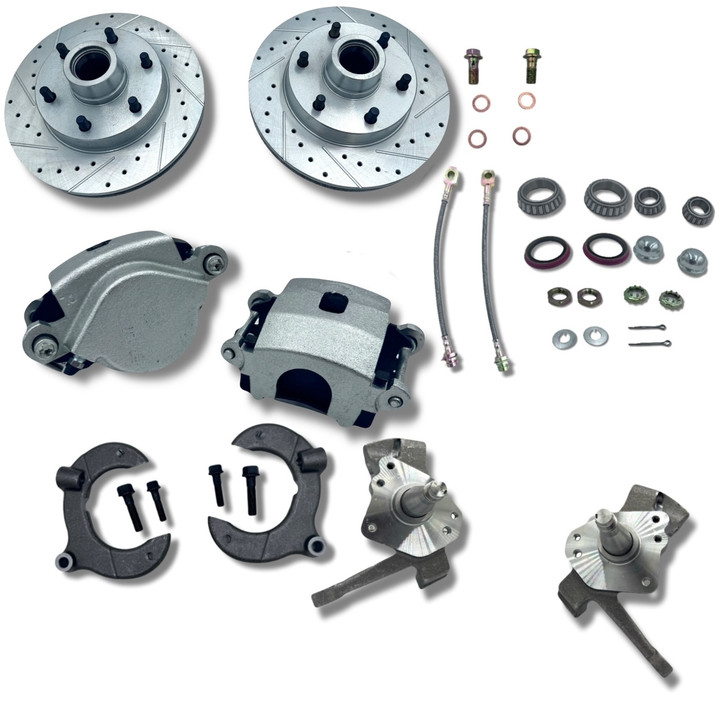 Mustang II Mustang 2 Front Disc Brake Kit w/ Drop Spindles 6 Lug 6x5.5 Silver Calipers
