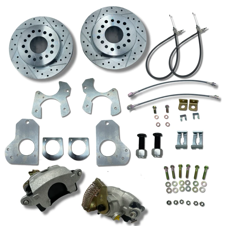 78-88 GM G Body Rear Disc Brake Kit Drilled Slotted Silver E-Brake 11"