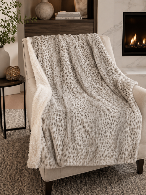 Arctic Leopard Faux Fur Blanket